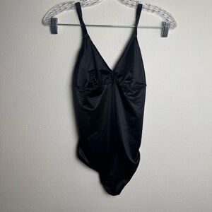 SPANX Black‎ satin thong bodysuit